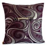 Retro paisley deisgn woven satin fabric cushion cover in metallic grey and purple 45cm