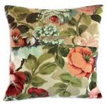 Vintage Sanderson Albury cotton sateen fabric cushion cover with fabric covered button fastening 35cm