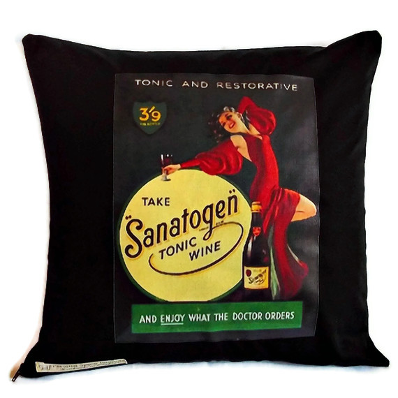 Vintage / retro style tranfser print cushion cover with zip fastening 40cm