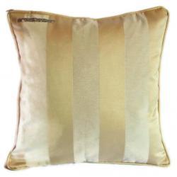 Luxury heavy woven satin stripe cushion cover in champagne cream with piped edging 40cm