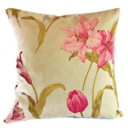 Vintage Crowson reversible cotton sateen fabric cushion cover in cream and pink with zip fastening 45cm