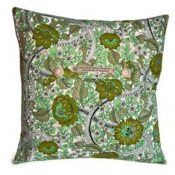 Vintage 1960s Burgess Ledward Frome green cotton cushion cover with button fastening 40cm